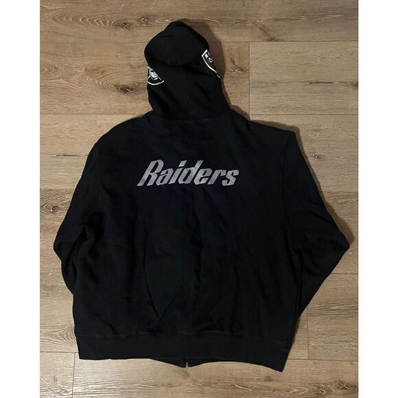 Mitchell & Ness Men’s Oakland Raiders Full Zip Throwbacks Full Zip Hoodie Sz 2XL - Picture 2 of 3